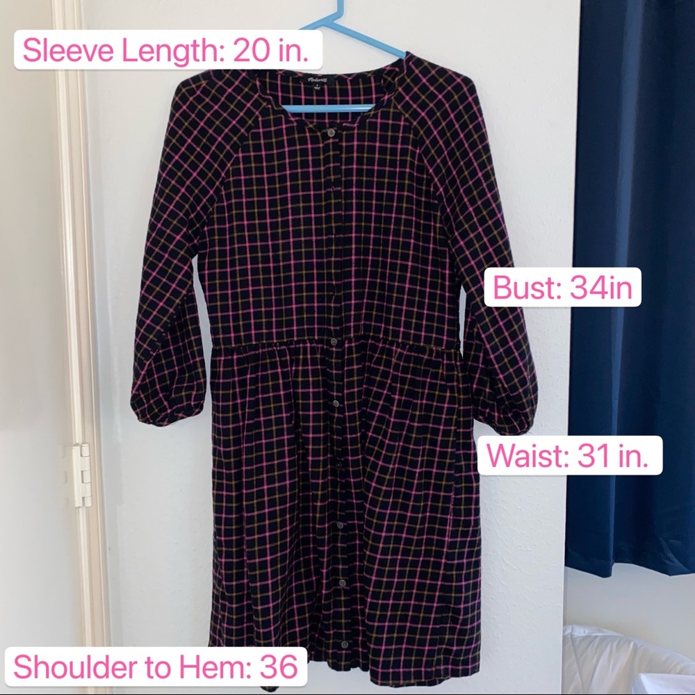 MADEWELL Plaid Flannel Raglan Button-Front Shirtdress IT HAS POCKETS!!! Gasp!